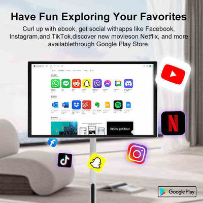 Floor Standing Movbile Tv Vertical Display 27" Adjust Up Down Rollable Smart Stand By Me TV