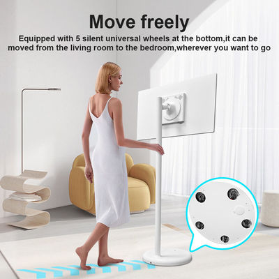 Floor Standing Movbile Tv Vertical Display 27" Adjust Up Down Rollable Smart Stand By Me TV