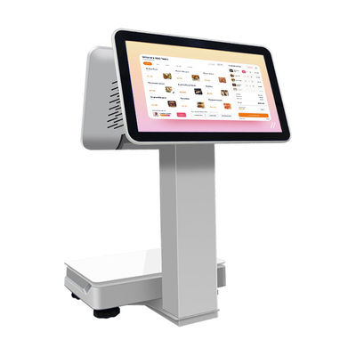 15.6+14 Inch Dual Touch Screen POS Terminal with Weighing Pan Barcode Scanner and Thermal Printer for Retail