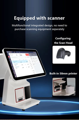 Fast Food POS System 15.6" All in One Touch Screen Cash Register Kitchen Display System Order Printer NFC QR Payment Terminal
