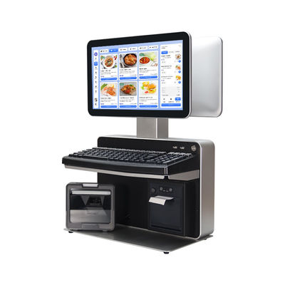 14-Inch LED Dual Screen POS System with Retail Supermarket Software Connects to Cashier Printer Cash Drawer Barcode Scanner