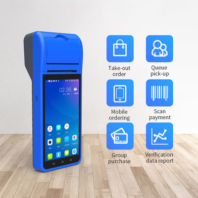 5.5" Handheld Android POS Systems Cash Register Machine Touch Screen Mobile POS Terminal WiFi USB NFC Payment for Retail Blue
