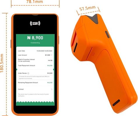 5.45inch Android Systems Mobile Pos Machine Handheld Smart Cashier Terminal with Printer Output Type Monochrome and Wifi