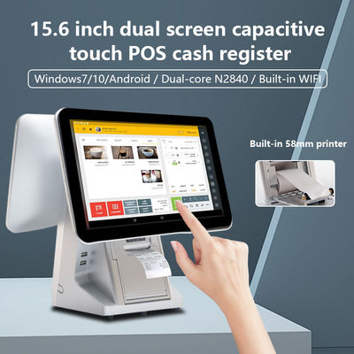 15.6'' 14'' Dual Screen Android Systems POS Machine with Cash Payment Drawer and All-in-One Touch Smart Software POS Terminal