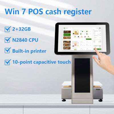 Supermarket POS System 15.6inch Dual Touch Screen with Built-in Scale Printer Wireless Protocol NFC Interface VGA