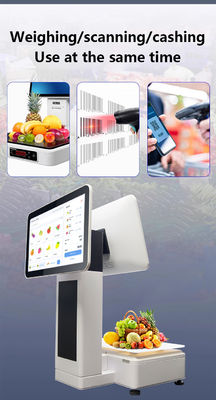 Supermarket POS System 15.6inch Dual Touch Screen with Built-in Scale Printer Wireless Protocol NFC Interface VGA