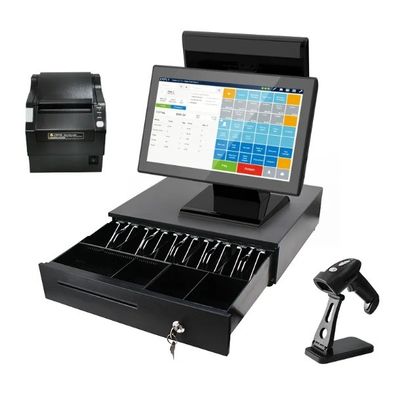 Barcode Scanner Printer Type 15.6 Inch Win All in One Touch Screen POS Machine Retail Cash Register 4 64G
