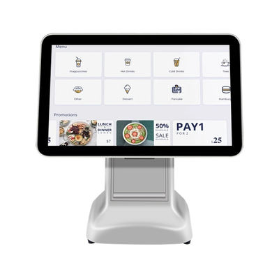 All in One Core White USB3.0 Interface Scanner Check Cash Register Pos Terminal System with 80mm Printer and 15.6 inch LCD