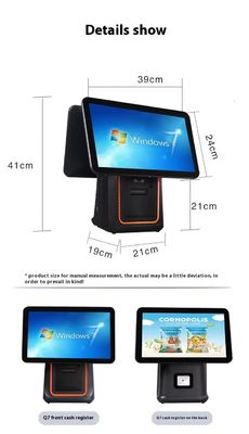 Retail Restaurant Billing Machine 15.6 inch Dual Screen POS System with Windows Operating System and Android POS