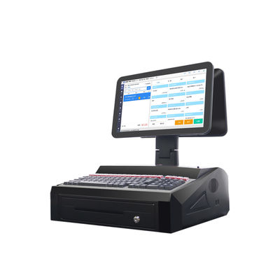 OEM ODM 15.6Inch Dual Screen Win7 Pos Cash Register N2840 Cpu 2+32GB Desktop POS Terminal with 58mm Printer,Keyboard
