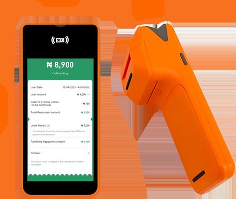 5.45Inch Portable Handheld Pos Machine Smart NFC Mobile Payment Terminal Orange Pos System with Camera Printer