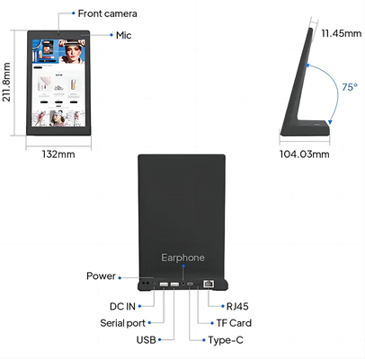 8inch L type business self-service kiosk android tablet pc Capacitive touch scree POE power WIFI NFC for Restaurant ordering POS tablet