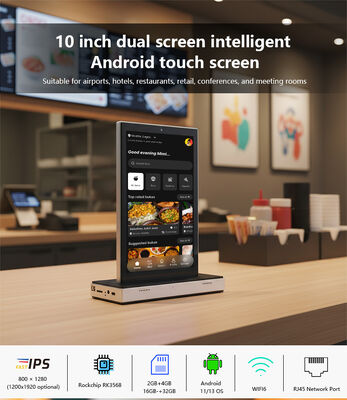 10.1inch dual display desktop android all in one touch screen 4G tablet pc Wi-Fi POE power restaurant othering kisok