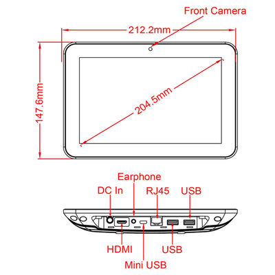 FCC Certified 8Inch All In One Android Tablet RK3288 CPU With POE USB OTG