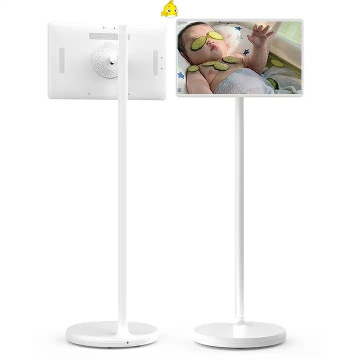 Floor Standing Movbile Tv Vertical Display 27" Adjust Up Down Rollable Smart Stand By Me TV