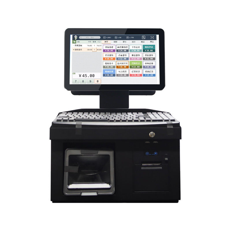 14Inch Dual Touch Screen Win7 Pos Cash Register i3 Cpu 4+64GB Desktop POS Terminal with Printer,Keyboard,Scanner