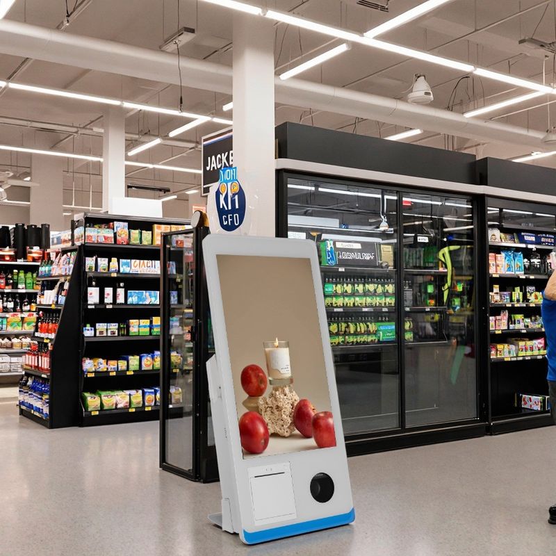 Supermarket Checkout All-in-one Touch Screen Cash Register 15.6inch Self-Service Kiosk POS Terminal with NFC QR Payment