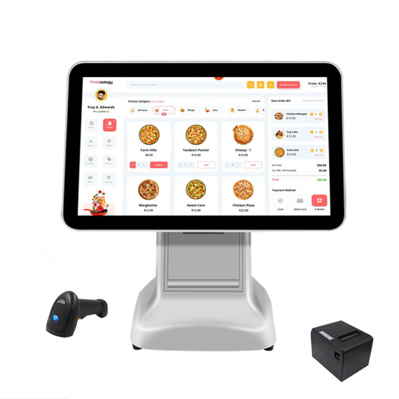 Product Cash Terminal 15.6 Inch Android POS All in One Supermarket Mini Cash Register with Color Printer Output