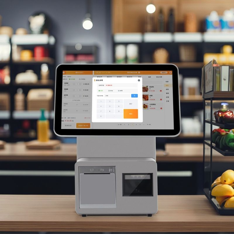 Retail 15.6inch Dual Touch Screen All in One Terminal Machine with Thermal Transfer Printer Technology
