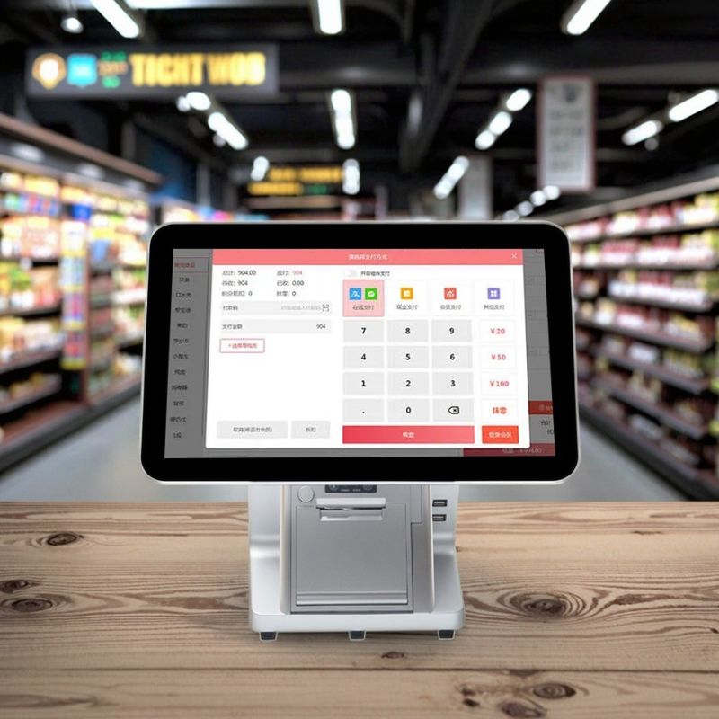 Capacitive Touch Dual Screen All in One Pos Systems for Restaurants Wifi Cash Register and 32GB Hard Disk Capacity