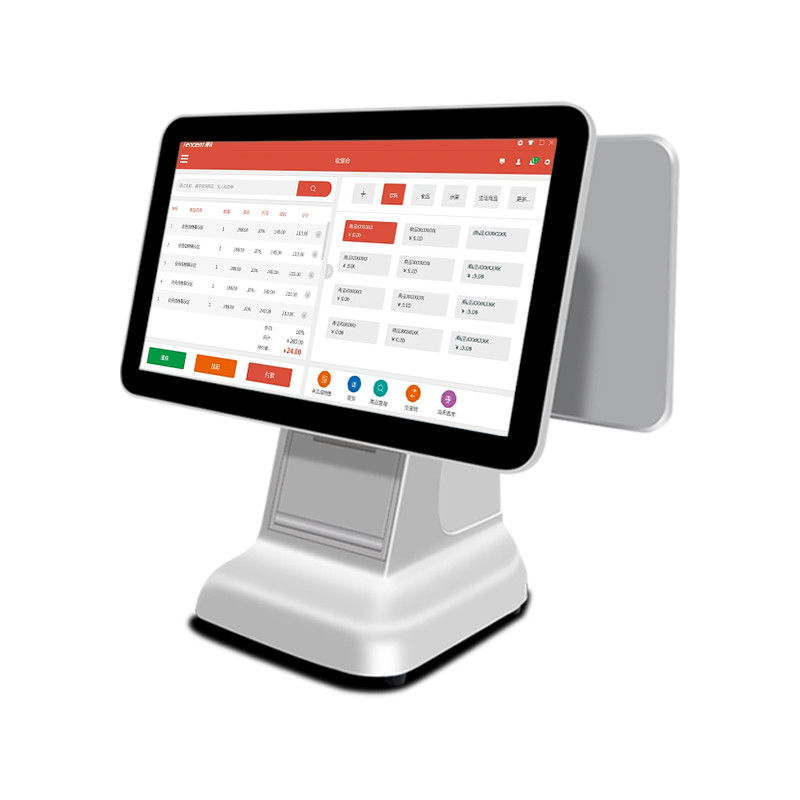 All in One Core White USB3.0 Interface Scanner Check Cash Register Pos Terminal System with 80mm Printer and 15.6 inch LCD